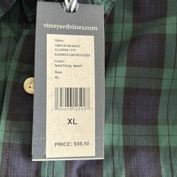 Vineyard Vines Men's Green and Blue Plaid Shirt - Picture 6 of 7
